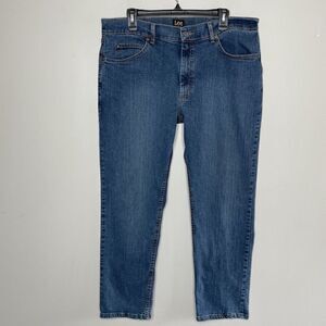 LEE Jeans Mens 28 x 30 Relaxed Fit Denim Cotton Blend Blue Straight Leg
